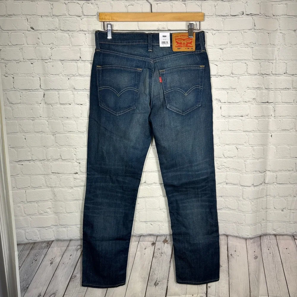 Levis 514 Straight Fit Mens Jeans 30x30 Dark Wash Stretch Performance Denim NEW‎